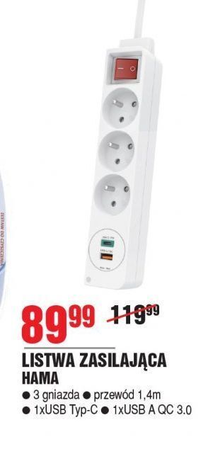 E.Leclerc Listwa zasilająca comfort z wyłącznikiem 3gn 1.4m biała hama oferta