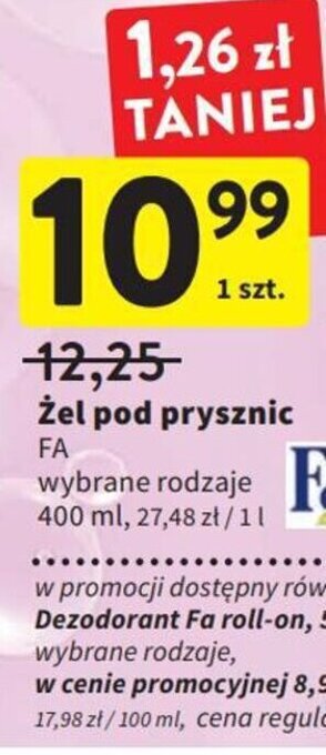 Intermarche FA Żel pod prysznic wybrane rodzaje 400ml oferta