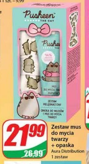 Dino Zestaw w pudełku mus do mycia twarzy 100 ml + opaska pusheen oferta