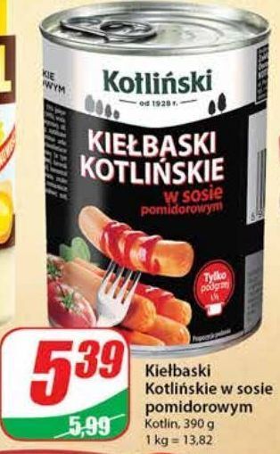 Dino Kiełbaski kotlińskie w sosie pomidorowym kotlin oferta