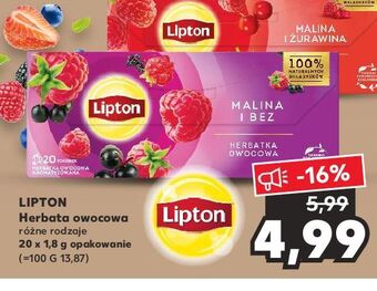 Kaufland Herbata malina i bez lipton oferta