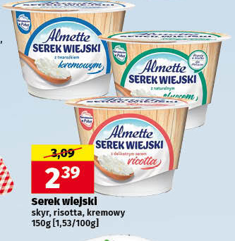 Społem Almette serek wiejski z delikatnym serem ricotta 150 g oferta