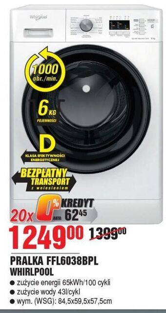 E.Leclerc Pralka ffl6038bpl whirlpool oferta