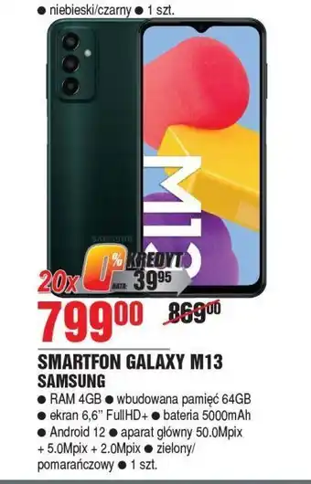 E.Leclerc Smartfon 4/64 gb m13 zielony samsung oferta