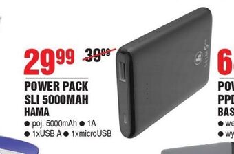 E.Leclerc Powerbank power pack slim 5hd 5000 mah czarny hama oferta