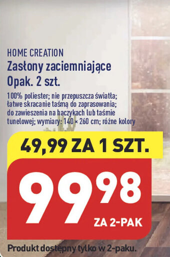 ALDI Home creation zasłony zaciemniające opak. 2szt. oferta