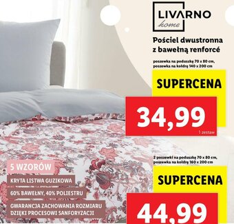 Lidl Pościel dwustronna z bawełną renforce 70x80cm, 140x200cm oferta