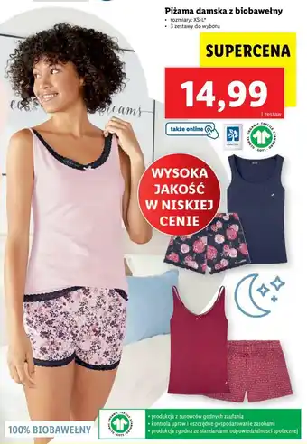 Lidl Piżama damska z biobawełny oferta