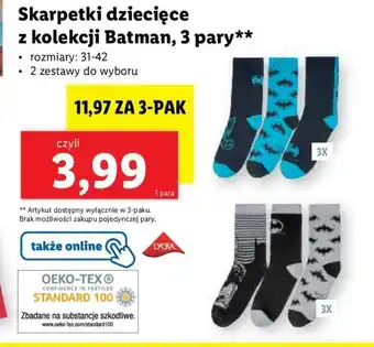 Lidl Skarpety dziecięce z kolekcji Batman 3 pary oferta