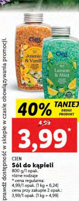Lidl Sól do kąpieli jasmine & vanilla cien oferta