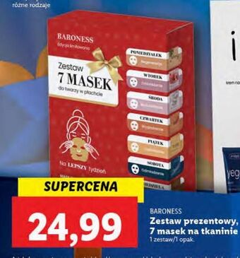 Lidl Zestaw masek na płachcie 7 dni tygodnia baroness oferta