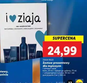 Lidl Żel pod prysznic 200 ml + balsam po goleniu 75 dezodorant 60 krem do twarzy 50 ziaja yego oferta