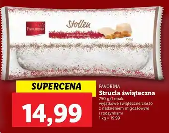 Lidl Strucla świąteczna migdałowa z rodzynkami favorina oferta