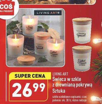 ALDI Świeca zapachowa z drewnianą pokrywką living art oferta