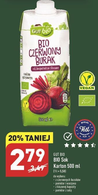 ALDI Sok pomidorowo-warzywny gut bio oferta