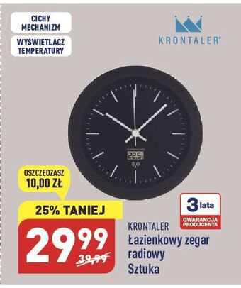 ALDI Zegar łazienkowy sterowany radiowo krontaler oferta