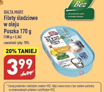 ALDI Filety śledziowe w oleju balta mare oferta