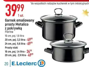 E.Leclerc Garnek emaliowany metalico prosty niski 16 cm 1.4 l florentyna oferta