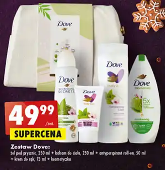 Biedronka Dove Zestaw żel pod prysznic 250 ml + balsam do ciała 250 ml + antyperspirant roll-on, 50 ml _ krem do rąk 75 ml + kosmetyczk oferta