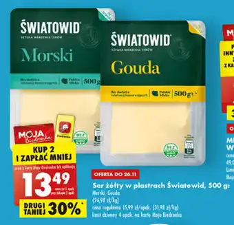 Biedronka Światowid Ser żółty w plastrach 500 g Morski, Gouda oferta