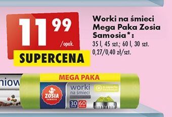 Biedronka Worki na śmieci 60 l z taśmą ściągającą zosia samosia oferta