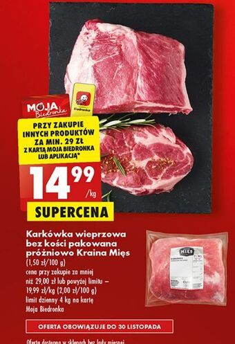 Biedronka Karkówka wieprzowa bez kości kraina mięs oferta