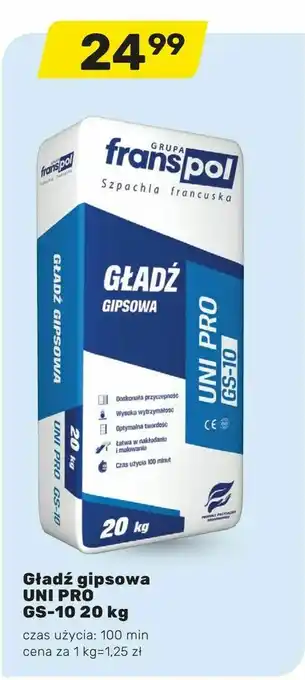 Bricomarche Gładź gipsowa UNI PRO GS-10 20 kg oferta