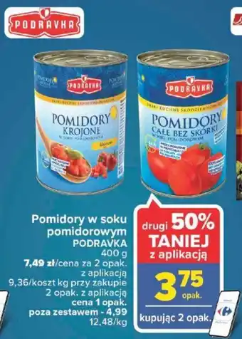 Carrefour Podravka Pomidory w soku pomidorowym 400 g oferta