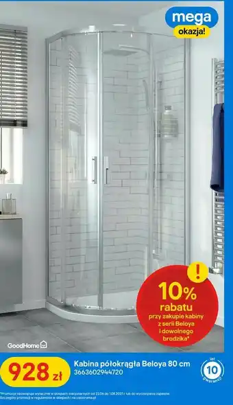Kabina półokrągła Beloya 80 cm