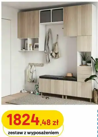 Castorama Zestaw zabudowa przedpokoju Atomia biały / dąb z drzwiczkami oferta