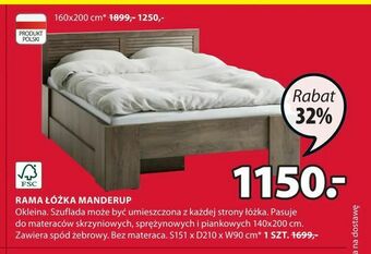 JYSK Rama łóżka manderup oferta