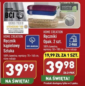ALDI Ręcznik kąpielowy 50 x 100 cm home creation oferta