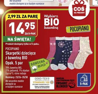 ALDI Skarpety dziecięce z bawełną bio 23/26-35/38 pocopiano oferta