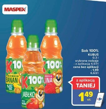 Carrefour Maspex sok 100% kubuś 0,3l oferta