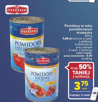 Carrefour Pomidory całe bez skórki podravka oferta
