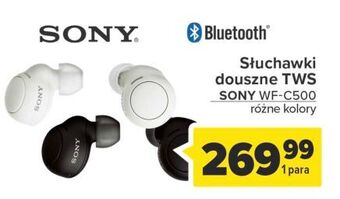 Carrefour Słuchawki douszne wf-c500 białe sony oferta