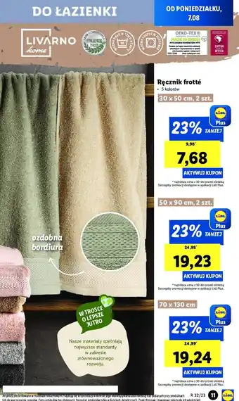 Lidl Ręczniki frotte 30 x 50 cm 1 OPAK 2 SZT oferta