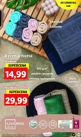 Lidl Ręcznik frotte 50 x 90 cm 1 SZT oferta