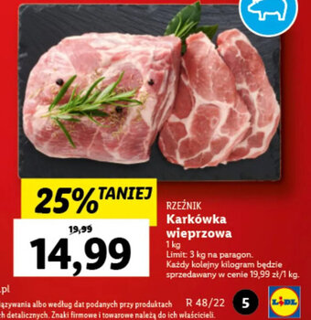 Lidl Rzeźnik Karkówka wieprzowa 1kg oferta