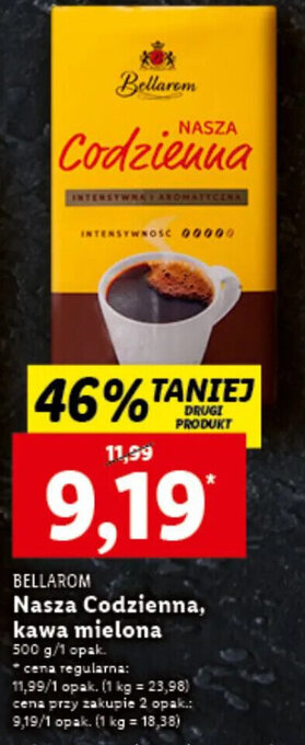 Lidl Bellarom Nasza Codzienna, kawa mielona 500g oferta