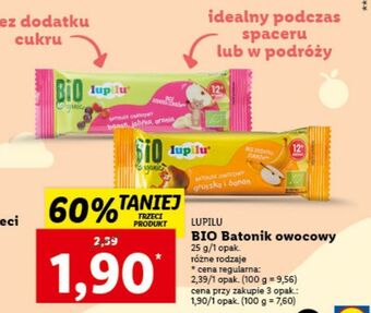 Lidl Baton banan jabłko i aronia lupilu oferta