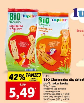 Lidl Ciasteczka orkiszowe lupilu bio oferta