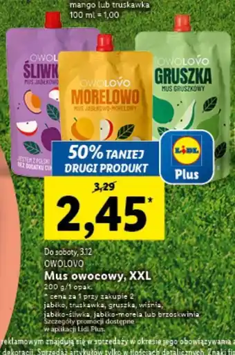 Lidl Mus gruszkowy owolovo oferta