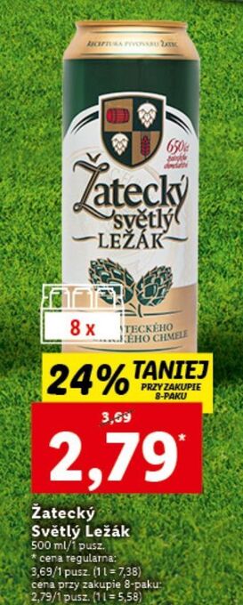Lidl Piwo zatecky svetly lezak oferta