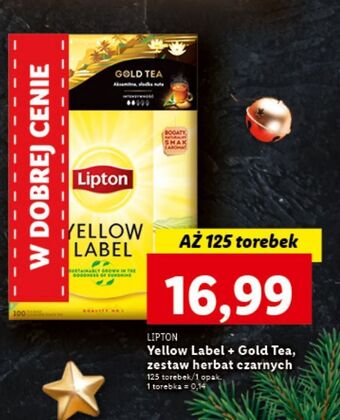 Lidl Zestaw herbat yellow label tea 100x + herbata gold 25x lipton herbat oferta