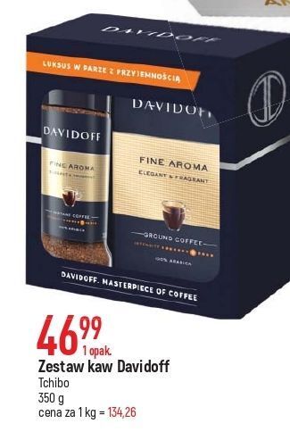 Kawa mielona 250 g + kawa rozpuszczalna 100 davidoff cafe fine aroma