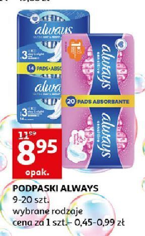 Auchan Podpaski normal always sensitive oferta