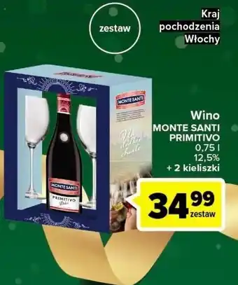 Carrefour Wino + 2 kieliszki monte santi dolce oferta