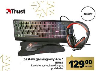 Carrefour Zestaw klawiatura + mysz podkładka słuchawki trust oferta
