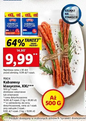 Lidl Kabanosy drobiowe 1 SZT 400 G oferta